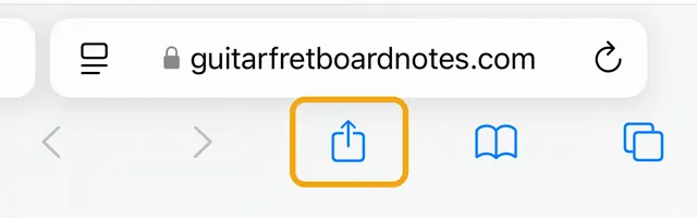 Safari toolbar with the Share button highlighted