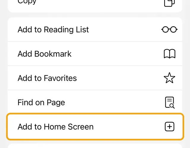 Share list with Add to Home Screen highlighted